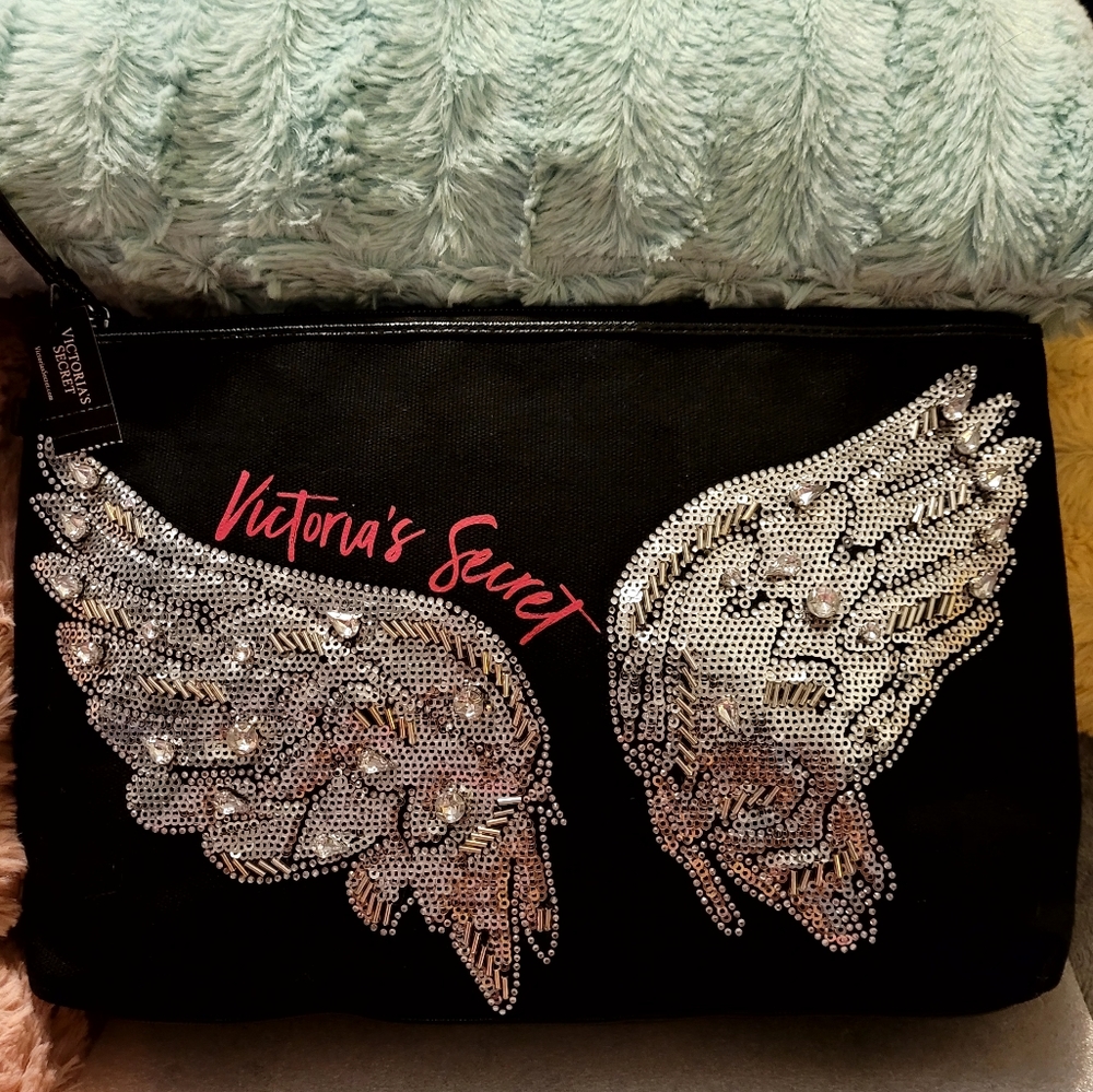NWT Victoria's Secret Sequin Wings Fashion Show 2018 Large Pouch